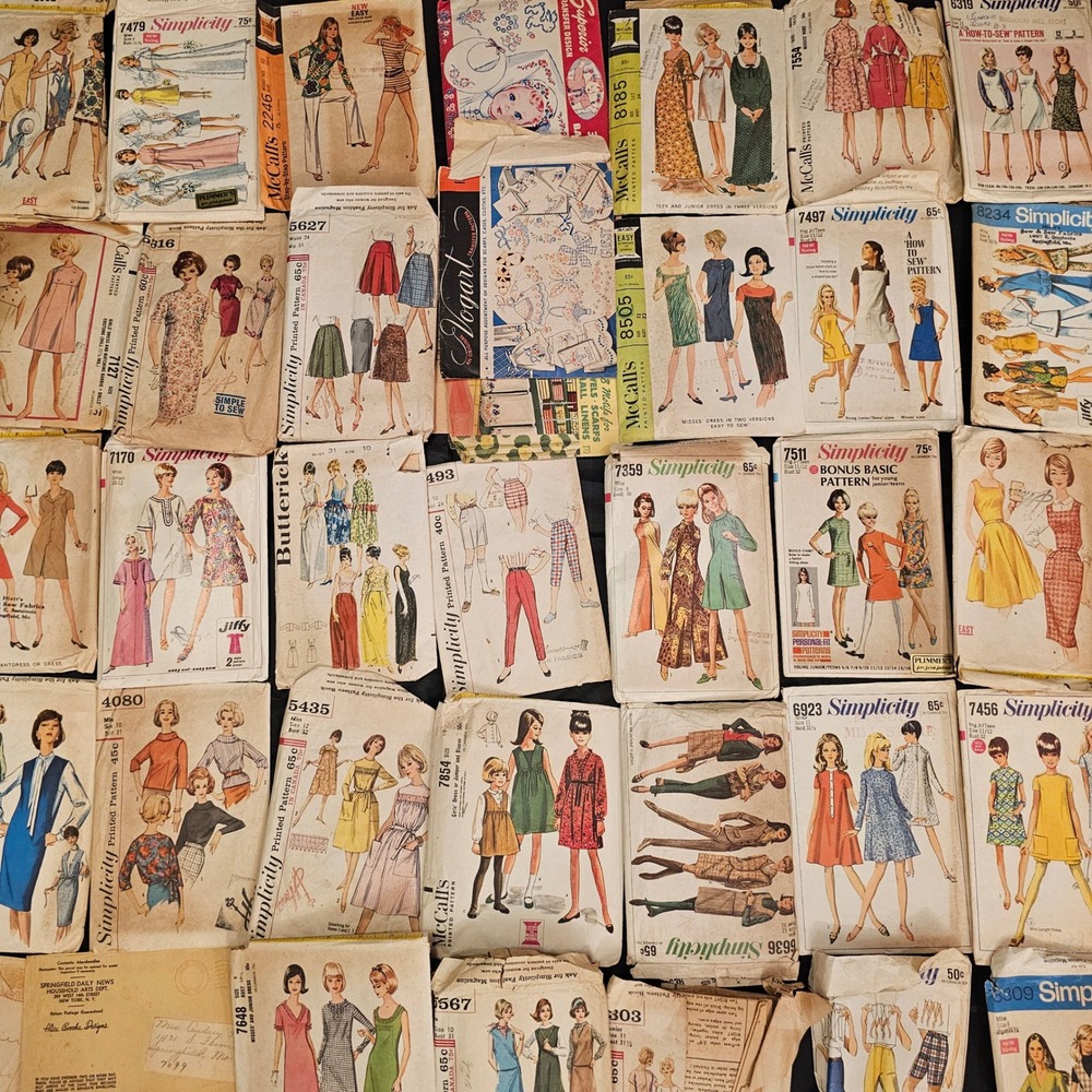 39+Vintage Sewing Pattern Lot Simplicity McCalls Butterick 1960s 1970s Mod Retro